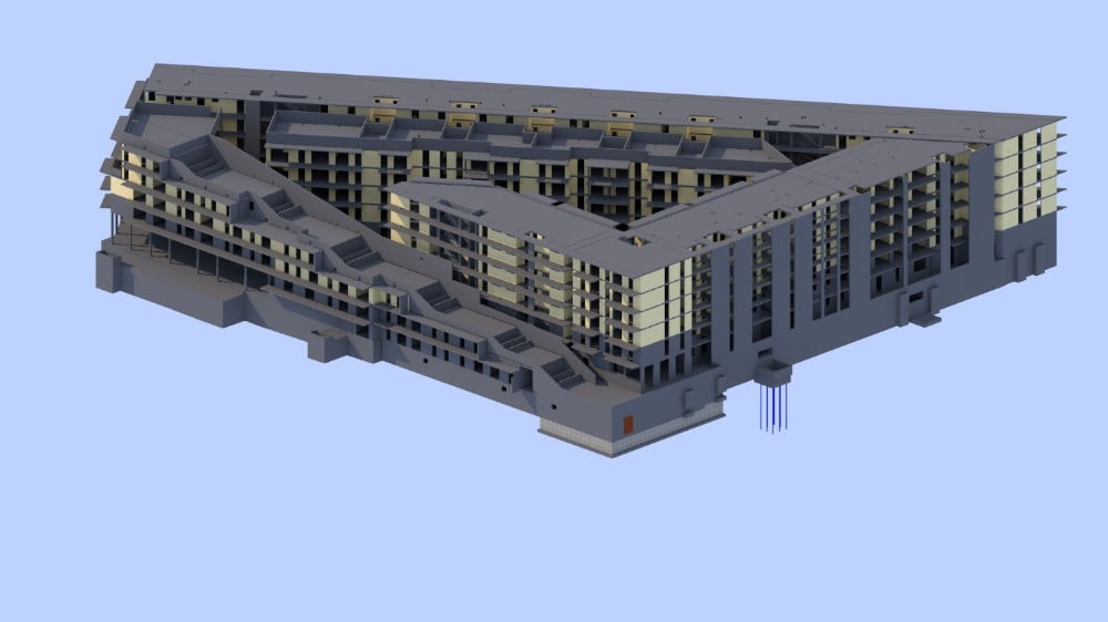 3D-Modell der Konstruktion im Hochbau